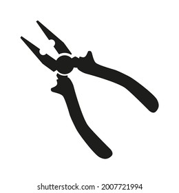 Open plier silhouette vector icon. Isolated symbol on white. 