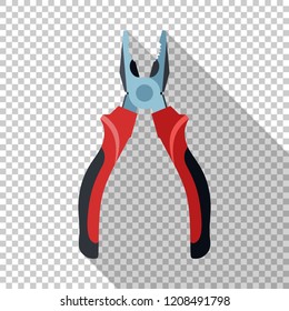 Open pliers icon in flat style on transparent background