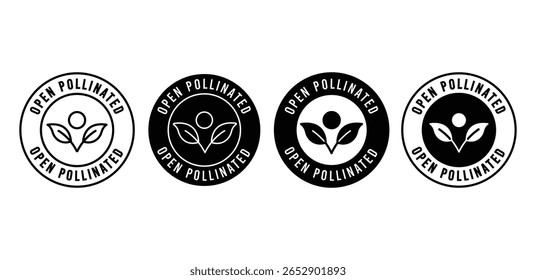 Abrir ícones de sementes polinizadas Logotipos circulares em preto-e-branco Design de vetor