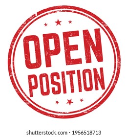 Open position grunge rubber stamp on white background, vector illustration