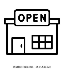 Open Post Office Vector Line Icon Design