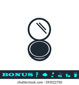 Open powder icon flat. Black pictogram on white background. Vector illustration symbol and bonus button
