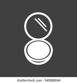 Open powder icon flat. Vector white illustration isolated on black background. Flat symbol
