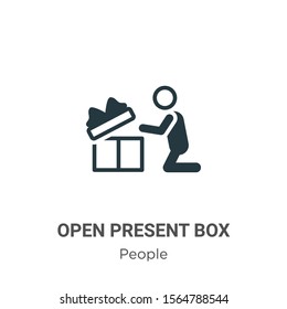 Open present box vector icon on white background. Flat vector open present box icon symbol sign from modern people collection for mobile concept and web apps design.