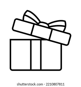 Open present gift box icon. Vector isolated elements. Christmas gift icon illustration vector symbol. Surprise present linear design. Stock vector.
