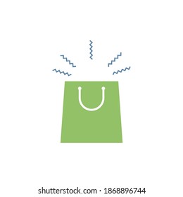 Abrir el icono de la bolsa de compra actual. Tienda de regalos, tienda online símbolo aislado. Ilustración vectorial de material aislada en fondo blanco.
