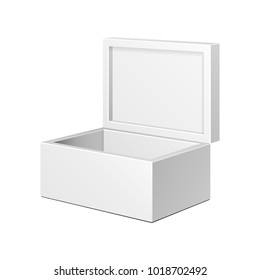 Open Product Cardboard Package Gift Box. Illustration Isolated On White Background. Mock Up Template Ready For Your Design. Vector EPS10