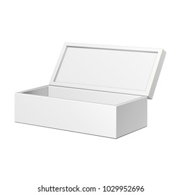 Open Product Cardboard Package Gift Box. Illustration Isolated On White Background. Mock Up Template Ready For Your Design. Vector EPS10