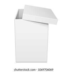 Open Product Cardboard Package Gift Box. Illustration Isolated On White Background. Mock Up Template Ready For Your Design. Vector EPS10