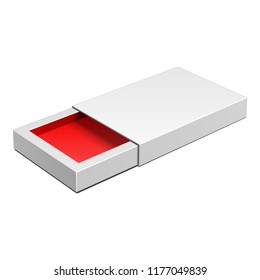 Open Product Cardboard Package Gift Box. Red Inside. Illustration Isolated On White Background. Mock Up Template Ready For Your Design. Vector EPS10