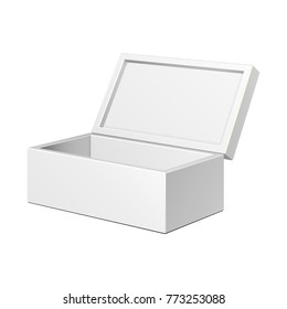 Open Product Cardboard Package Gift Box. Illustration Isolated On White Background. Mock Up Template Ready For Your Design. Vector EPS10