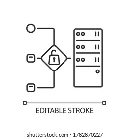 Open proxy linear icon. Public VPS service, internet accessibility, virtual network thin line customizable illustration. Contour symbol. Vector isolated outline drawing. Editable stroke