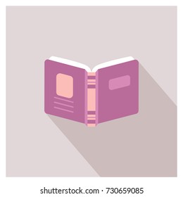 Open purple book icon. Vector illustration