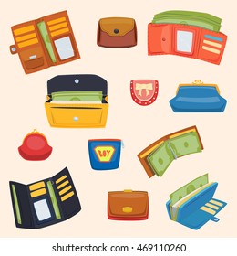 Open purse leather wallet with money shopping