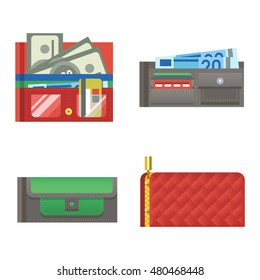 Open purse leather wallet with money shopping