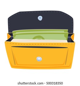 Open Purse Wallet Vector Illustration