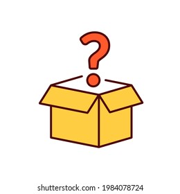 Abrir icono de color del cuadro de preguntas RBG. Servicio de correo. Ilustración vectorial de línea delgada.