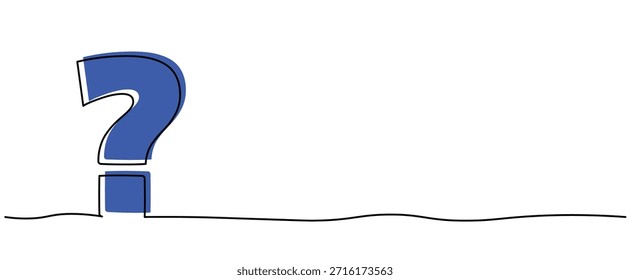 open Signo aislado del símbolo del Clipart de la ilustración del signo de interrogación, una línea continua que dibuja para el cartel, Anuncio, fondo con letras, contorno del garabato, símbolo mínimo, línea del lineart del arte del contorno