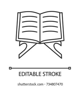 Open quran book linear icon. Thin line illustration. Islamic religion. Koran. Contour symbol. Vector isolated outline drawing. Editable stroke