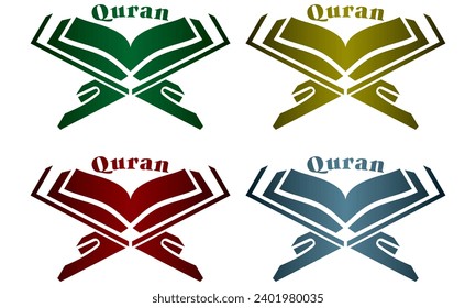 Open Quran Book Logo Vector Illustration. Islamic Religion
