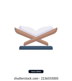 Open Quran icon. Ramadan, Islamic holiday symbols collection. Islamic icons, Muslim day signs icon isolated on white background. Quran Book, Traditional Lanterns. eps 10.