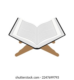 open quran on wood stand vector design