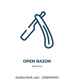 Open razor icon. Linear vector illustration from beautiful collection. Outline open razor icon vector. Thin line symbol for use on web and mobile apps, logo, print media.