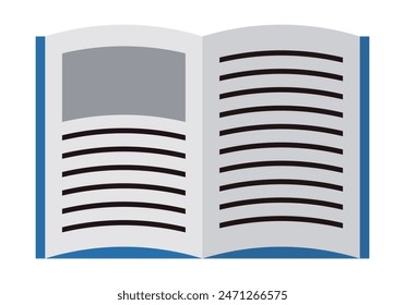 Open reading book with blue cover.
