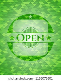 Open realistic green mosaic emblem