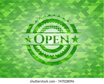 Open realistic green mosaic emblem
