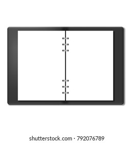 Open realistic notebook with blank pages vector mockup