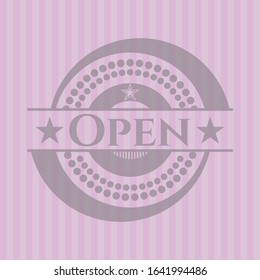 Open realistic pink emblem. Vector Illustration. Detailed.