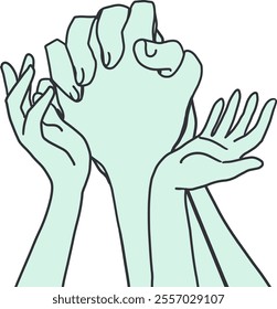 Open to Receive and Offering Prayer Hands Vector. Perfect for conveying themes of hope, spirituality, and divine light. Ideal for religious materials, inspirational designs, and Christian faith.