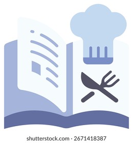 Abrir Livro de Receitas com Chapéu Chef, Faca e Fork Illustration