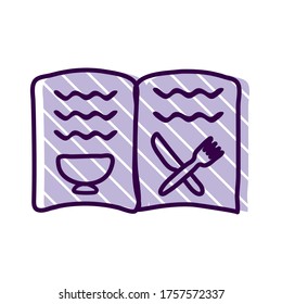 open recipe book line and fill style icon design, Cook kitchen eat and food theme Vector illustration