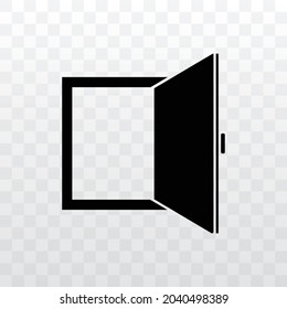 Open rectangle window icon vector illustration on transparent background.