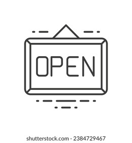 Abrir rótulo rectangular de bienvenida signo de bienvenida de arte delgado icono vectorial