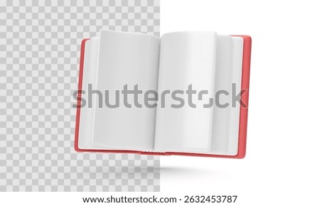 Open Red Book with Blank Pages. Vector Illustration Representing Reading, Studying, Literature, or Learning Concept in a Clean Minimal Isometric Design.
