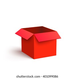 Open Red Box Isolated on White Background Vector illustration