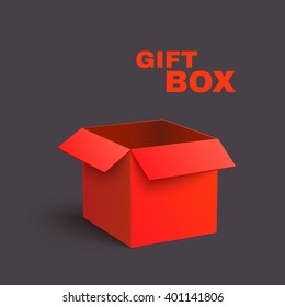 Open Red Box Isolated on Dark Background Vector illustration