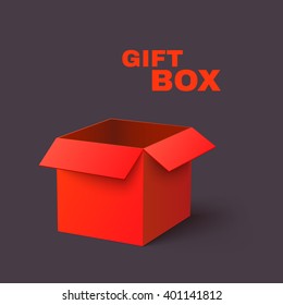 Open Red Box Isolated on Dark Background Vector illustration