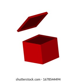 Open red box on a white background, icon for design, vector illustration