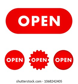 Open red button. vector illustration. flat style