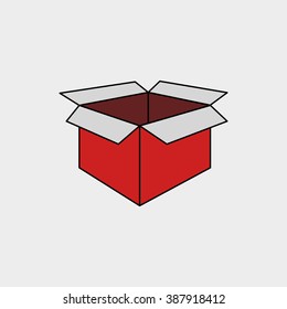 Open Red Gift Box. Mockup template. Vector Illustration