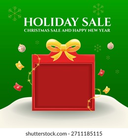Open red gift box, product display, for Christmas and New Year themed promotions