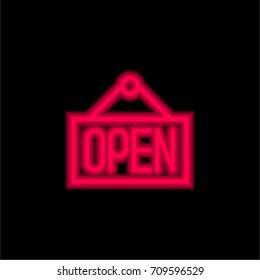 Open red glowing neon ui ux icon. Glowing sign logo vector