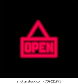 Open red glowing neon ui ux icon. Glowing sign logo vector