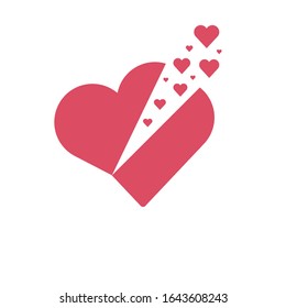 open red heart with little hearts flying out. valentines day romantic concept. Stock Vector illustration isolated on white background.
