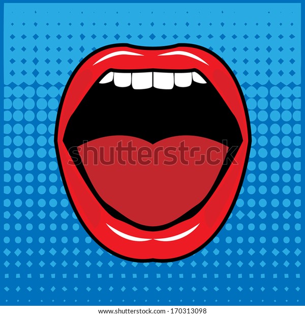 Open Red Lips Teeth Abstract Vector Stock Vector Royalty Free 170313098