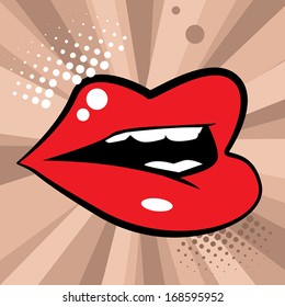 Open red lips, vector illustration